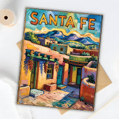 Van Gogh Style Santa Fe Travel Art met Adobe Home Briefkaart