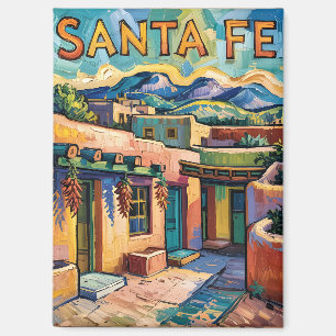 Van Gogh Style Santa Fe Travel Art met Adobe Home Magneet
