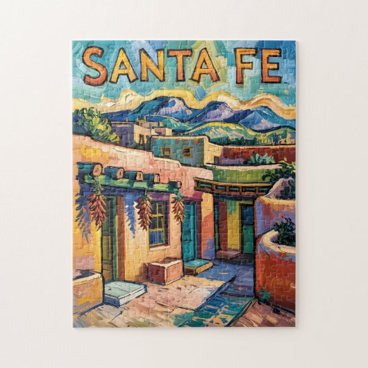 Van Gogh Style Santa Fe Travel Art with Adobe Home Legpuzzel (Verticaal)