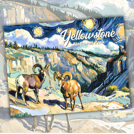 Van Gogh Style Yellowstone Bighorn Schaap Custom Briefkaart