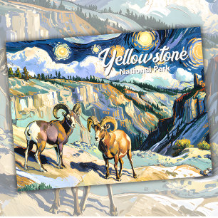 Van Gogh Style Yellowstone Bighorn Schaap Custom Briefkaart