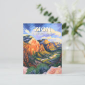 Van Gogh Style Zion National Park Angels Landing Briefkaart (Staand voorkant)