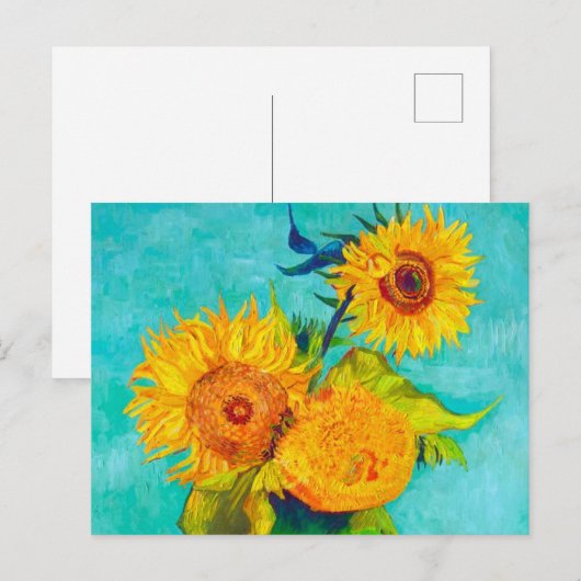 Van Gogh Sunflower Aankondigingskaart (Voorkant / Achterkant)