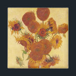 Van Gogh Sunflower (F454)  fijne kunst Magneet<br><div class="desc">Toch leven: Vase met vijftien zonnebloemen, Vincent van Gogh, Arles, augustus 1888. Vase met twaalf zonnebloemen is de vierde versie van de tweede zonnebloemen van Vincent van Gogh, die in augustus 1888 in Arles is geschilderd. Olie op doek, 93 x 73 cm. National Gallery, Londen. F 454, JH 1562 Vincent...</div>