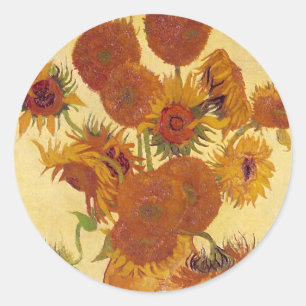Van Gogh Sunflower (F454) fijne kunst Ronde Sticker