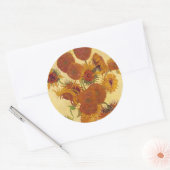 Van Gogh Sunflower (F454)  fijne kunst Ronde Sticker (Envelop)