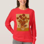 Van Gogh Sunflower (F454)  fijne kunst T-shirt<br><div class="desc">Toch leven: Vase met vijftien zonnebloemen, Vincent van Gogh, Arles, augustus 1888. Vase met twaalf zonnebloemen is de vierde versie van de tweede zonnebloemen van Vincent van Gogh, die in augustus 1888 in Arles is geschilderd. Olie op doek, 93 x 73 cm. National Gallery, Londen. F 454, JH 1562 Vincent...</div>
