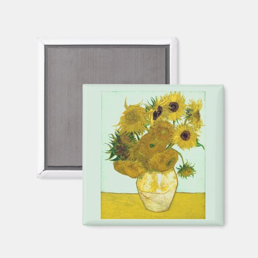 Van Gogh Sunflower (F456)  fijne kunst Magneet (Voorkant / Achterkant)