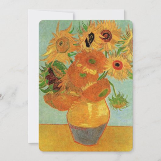Van Gogh Sunflower Fine Art Wedding Invitation Kaart (Voorkant)