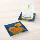 Van Gogh Sunflower Glazen Onderzetter (Schuin)