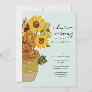 Van Gogh Sunflower Housewarming Party Invitation Kaart