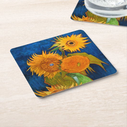 Van Gogh Sunflower Kartonnen Onderzetters (Schuin)