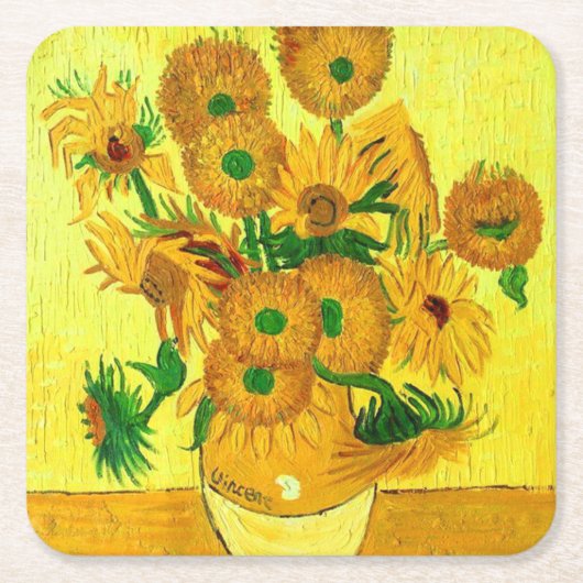 Van Gogh Sunflower Kartonnen Onderzetters (Voorkant)
