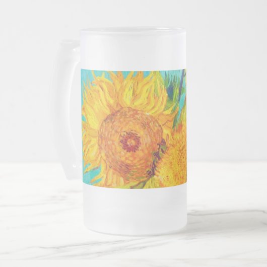 Van Gogh Sunflower Matglas Bierpul (Voorkant links)