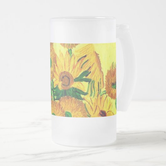 Van Gogh Sunflower Matglas Bierpul (Voorkant rechts)