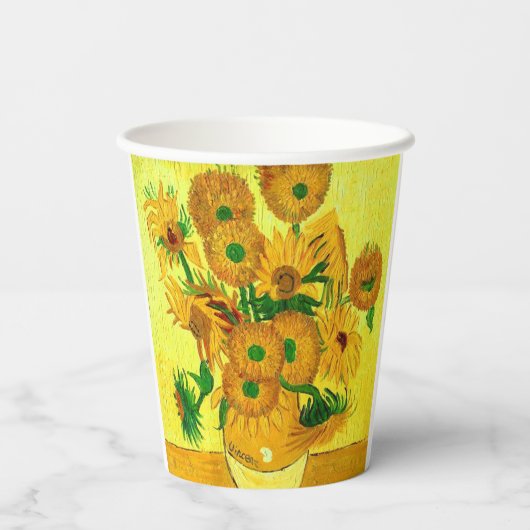 Van Gogh Sunflower Papieren Bekers (Achterkant)