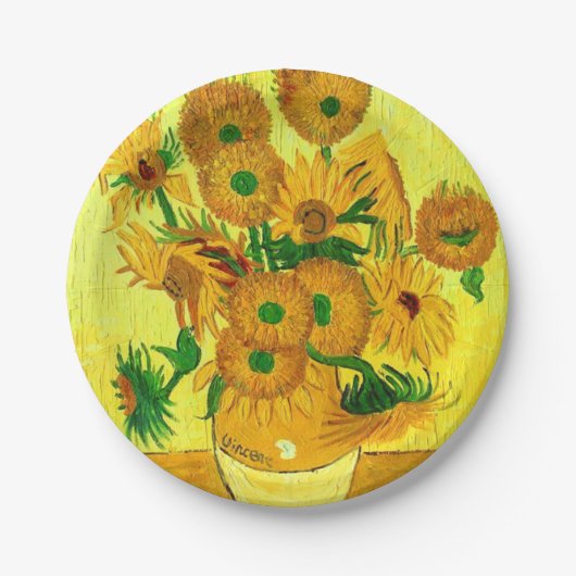 Van Gogh Sunflower Papieren Bordje (Voorkant)