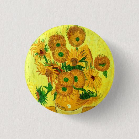 Van Gogh Sunflower Ronde Button 3,2 Cm (Voorkant)