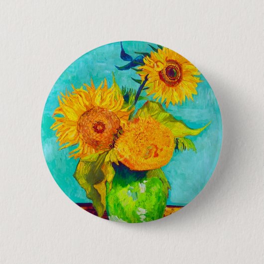 Van Gogh Sunflower Ronde Button 5,7 Cm (Voorkant)