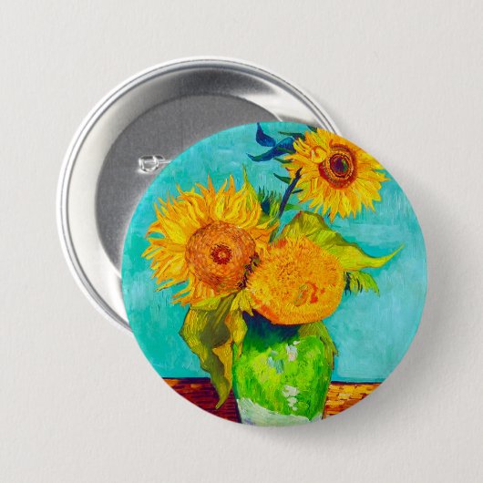 Van Gogh Sunflower Ronde Button 7,6 Cm (Voorkant /achterkant)