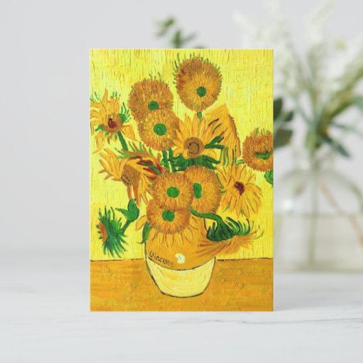 Van Gogh Sunflower RSVP Kaartje (Staand voorkant)