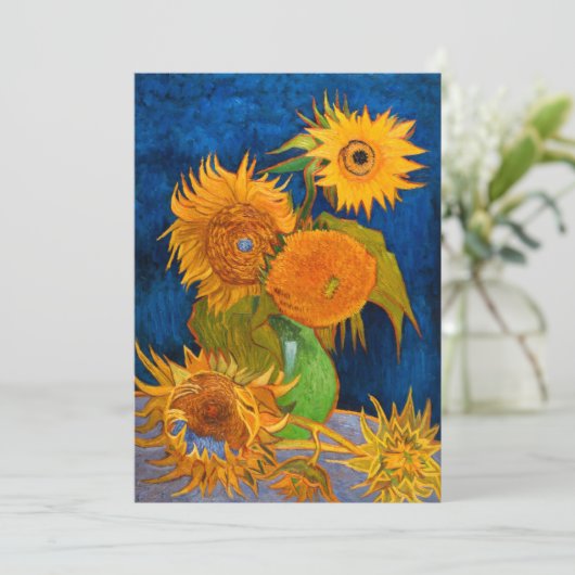 Van Gogh Sunflower Save The Date (Staand voorkant)