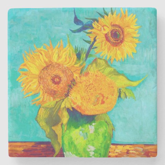 Van Gogh Sunflower Stenen Onderzetter (Voorkant)
