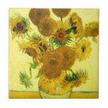 Van Gogh Sunflower Tile Tegeltje<br><div class="desc">Van Gogh Sunflower tiel. Olieverf op canvas vanaf 1888. Vase met 15 zonnebloemen is een van de meest geliefde doodswerken van Vincent Van Gogh. Het briljante gebruik van de geel brengt stilletjes het einde van de zomer met zich mee. Een groot geschenk voor fans van zonnebloemen, Van Gogh, impressionisme, en...</div>
