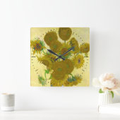 Van Gogh Sunflower Time Vierkante Klok (Huis)