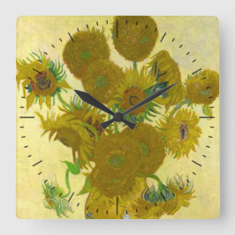 Van Gogh Sunflower Time Vierkante Klok