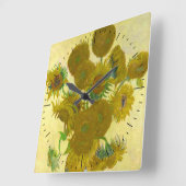 Van Gogh Sunflower Time Vierkante Klok (Hoek)