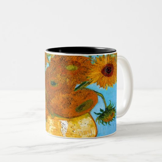 Van Gogh Sunflower Tweekleurige Koffiemok (Voorkant rechts)