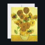 Van Gogh Sunflower Uitnodigingen<br><div class="desc">Van Gogh Sunflower uitnodigingen. Olieverf op canvas vanaf 1888. Vase met 15 zonnebloemen is een van de meest geliefde doodswerken van Vincent Van Gogh. Het briljante gebruik van de geel brengt stilletjes het einde van de zomer met zich mee. Een groot geschenk voor fans van zonnebloemen, Van Gogh, impressionisme, en...</div>
