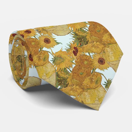 Van Gogh Sunflower Vase Art Stropdas (Opgerold)