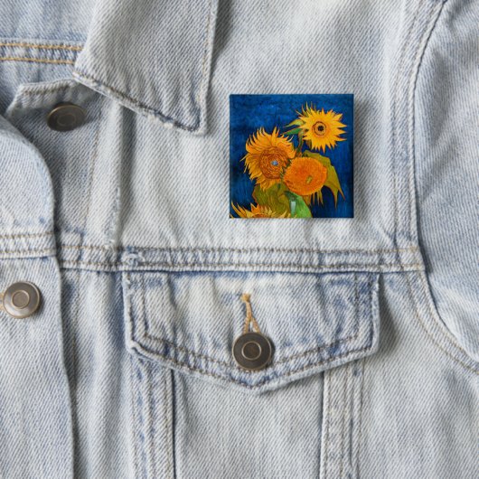 Van Gogh Sunflower Vierkante Button 5,1 Cm (In situ)
