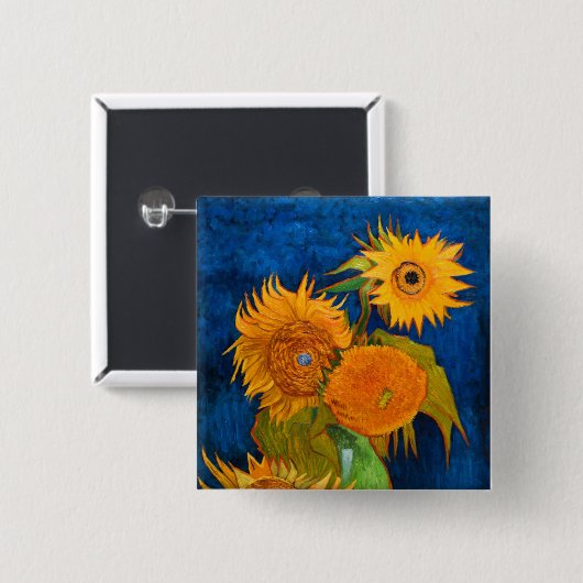 Van Gogh Sunflower Vierkante Button 5,1 Cm (Voorkant /achterkant)