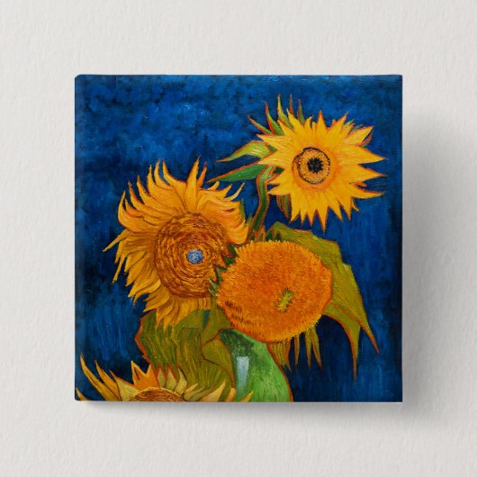 Van Gogh Sunflower Vierkante Button 5,1 Cm (Voorkant)