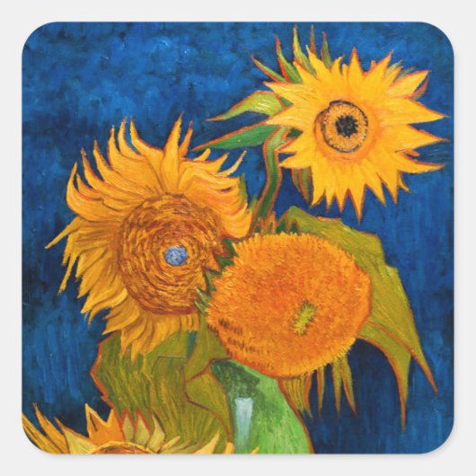 Van Gogh Sunflower Vierkante Sticker (Voorkant)