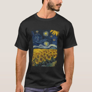 Van Gogh Sunflower Yellow Flowers Art Pai T-shirt
