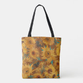 Van Gogh Sunflowers Rust Brown Monogram  Tote Bag (Achterkant)