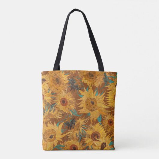 Van Gogh Sunflowers Rust Brown Monogram Tote Bag (Achterkant)
