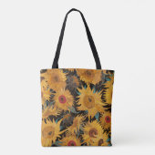 Van Gogh Sunflowers Yellow Black Monogram  Tote Bag (Achterkant)