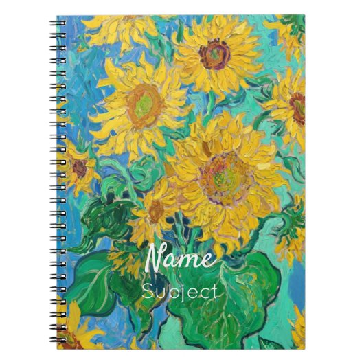  Van Gogh Sunflowers Yellow Flowers Custom Name Notitieboek (Voorkant)