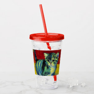 Van Gogh Tabby Cat Acryl Drinkbeker