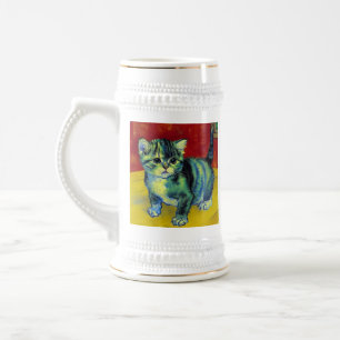 Van Gogh Tabby Cat Bierpul