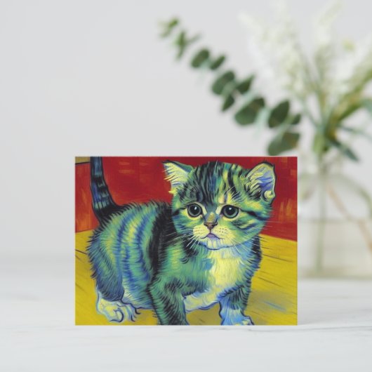 Van Gogh Tabby Cat Briefkaart (Staand voorkant)