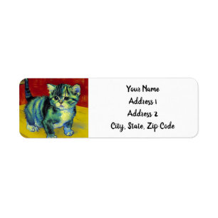 Van Gogh Tabby Cat Etiket
