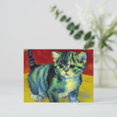 Van Gogh Tabby Cat Feestdagenkaart (Staand voorkant)