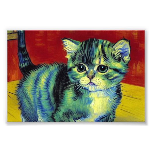 Van Gogh Tabby Cat Foto Afdruk (Voorkant)