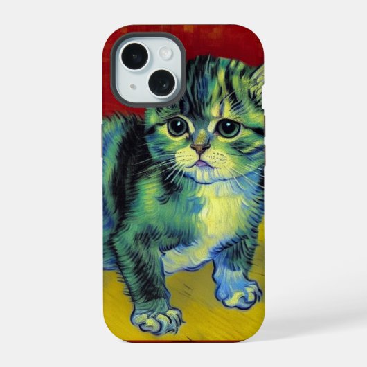 Van Gogh Tabby Cat iPhone 15 Case (Achterkant)